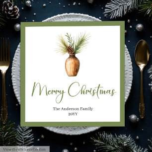 Stylish Cozy Bohemian Botanical Christmas Bouquet Napkin