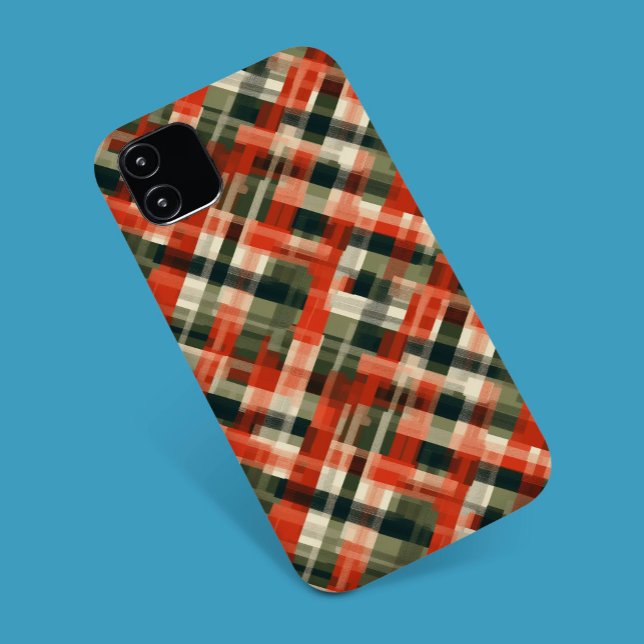 Stylish Cream Green Red Plaid Phone Case (Creator Uploaded)