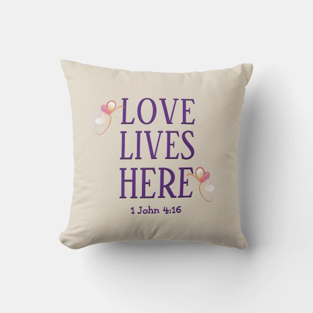 Stylish Cream | LOVE LIVES HERE | Customisable Cushion (Front)