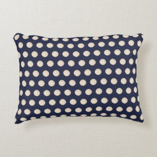 Stylish Creamy White Beige Dot Blue Background Decorative Cushion