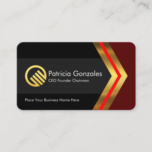 Stylish Creative Gold Arrowheads Business Owner Business Card (Front)