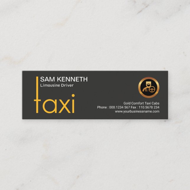 Stylish Creative Taxi Signage TAXI Driver Mini Business Card (Front)
