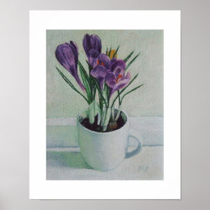 Stylish crocuses in a cup Poster by Pola.B.Alex