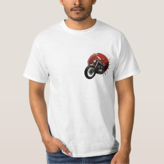 Stylish Cruiser Motorcycle with Bold Red Backgroun T-Shirt