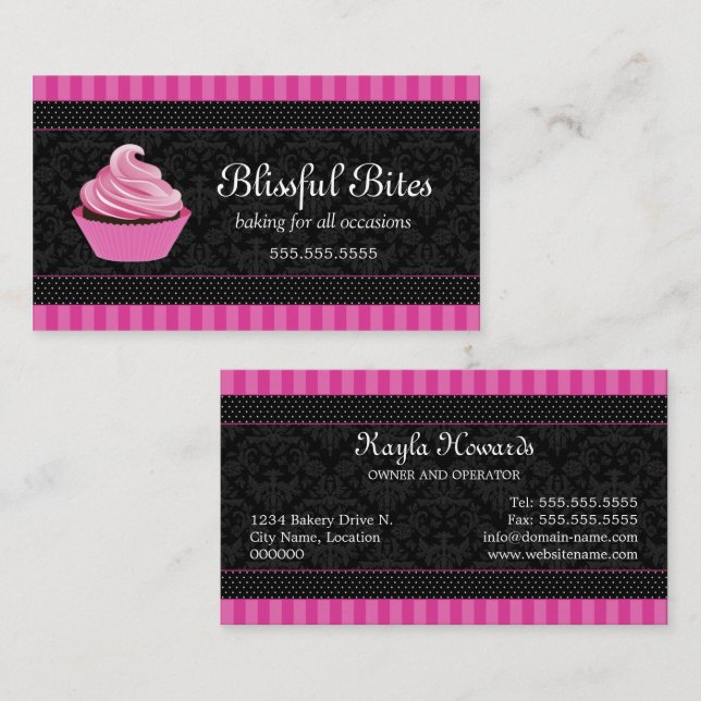 Stylish Cupcake Bakery Business Card (Front/Back)