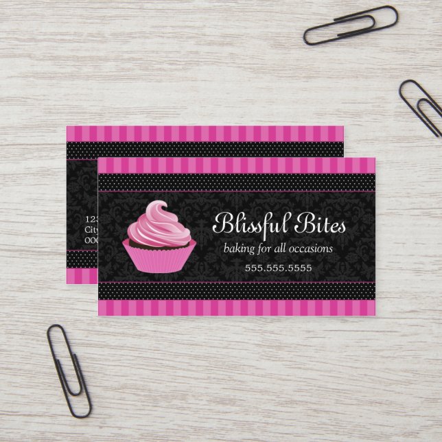 Stylish Cupcake Bakery Business Card (Front/Back In Situ)