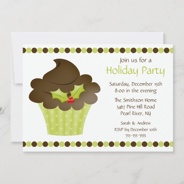 Stylish Cupcake Holiday Party Invitation (Front)