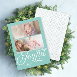 Stylish Cursive Joyful Holiday Photo Card
