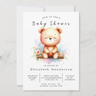 Stylish Custom Bear Baby Shower Invitation