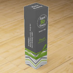 Stylish Custom Birthday Wine Box<br><div class="desc">Stylish Birthday themed wine box done in grey,  with a grey,  white,  and green chevron pattern,  around the bottom topped off with a green looking ribbon. Personalise any of the text to read what you want. Add in any wine you want for a perfect birthday gift idea.</div>