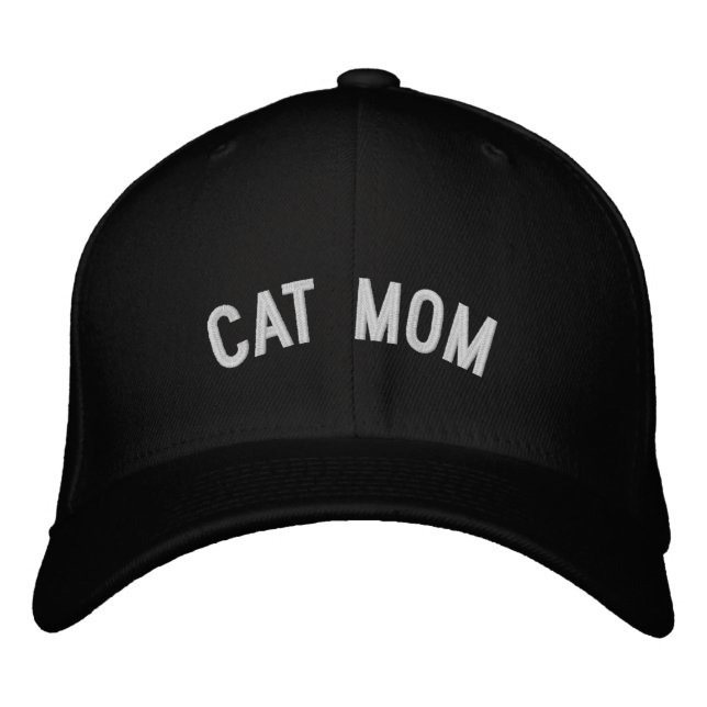 Stylish Custom CAT MOM Text Embroidered Hat (Front)