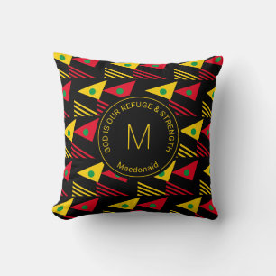 Stylish Custom Ethnic Geometric Triangles Monogram Cushion