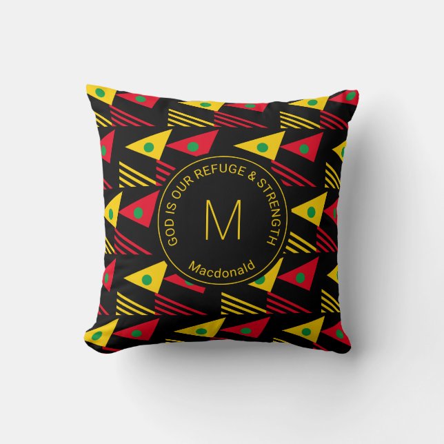 Stylish Custom Ethnic Geometric Triangles Monogram Cushion (Front)
