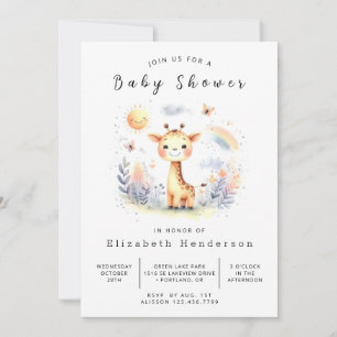 Stylish Custom Giraffe Baby Shower Invitation