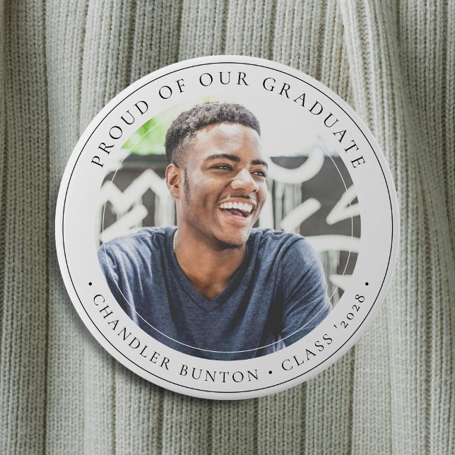 Stylish Custom Graduate Photo Graduation 7.5 Cm Round Badge (Creator Uploaded)