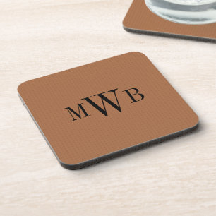 Stylish Custom Modern Monogrammed Initial Brown Coaster