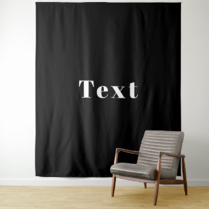 Stylish Custom Name or other Text   Black & White Tapestry