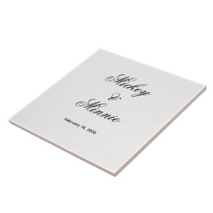 Stylish Custom Names and Date Decorative Ceramic Tile