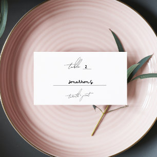 Stylish Custom Names Wedding Black White Place Card