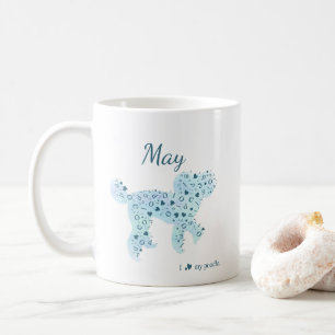 Stylish Custom Pastel Blue Poodle Silhouette Coffee Mug