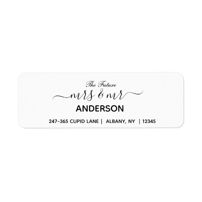 Stylish Custom Personalised Wedding Return Address Return Address Label (Front)