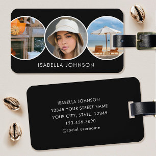 Stylish Custom Photos Black Luggage Tag