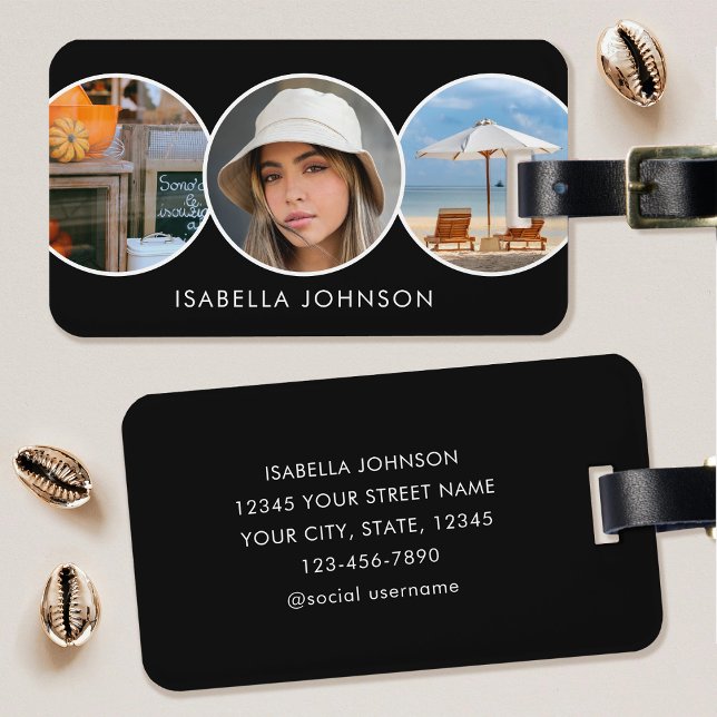 Stylish Custom Photos Black Luggage Tag (Creator Uploaded)