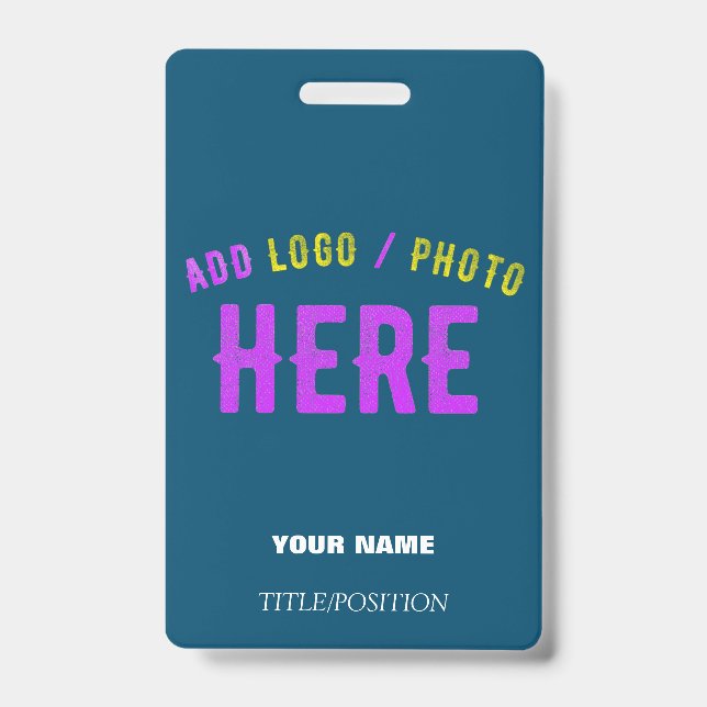 STYLISH CUSTOM PRUSSIAN BLUE BRANDED RETRACTABLE ID BADGE (Front)