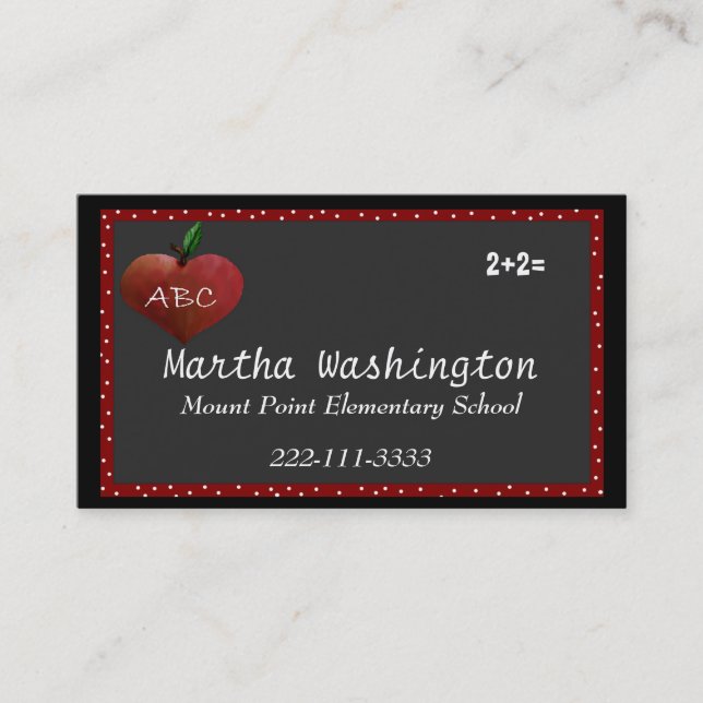 Stylish Custom Teachers Business Card (Front)