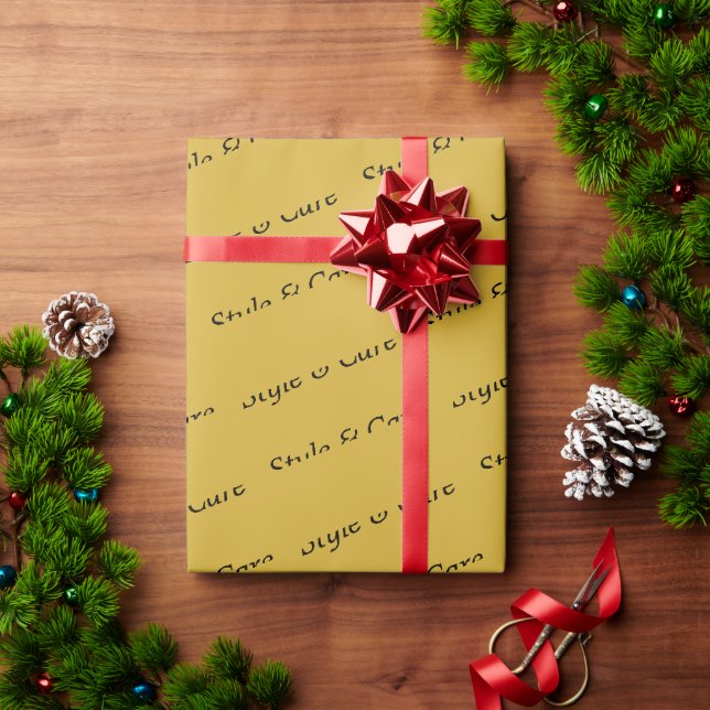 Stylish Custom Text Pattern Metallic Gold Gift Wrapping Paper (Holiday Gift)