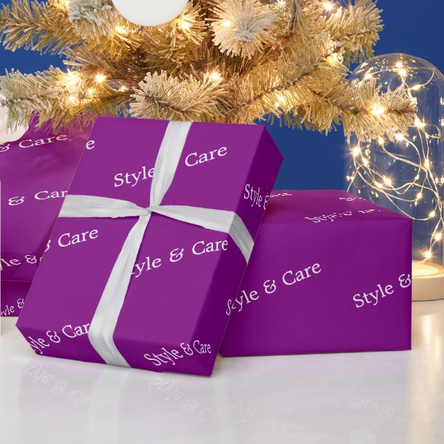 Stylish Custom Text Pattern Modern Purple Gift Wrapping Paper (Holidays)