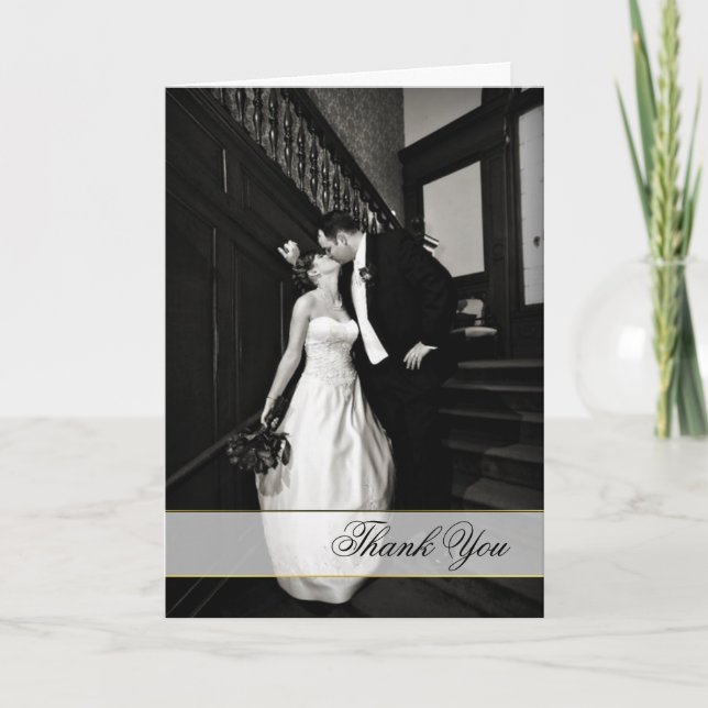 Stylish Custom Wedding Photo Thank You Card (Front)