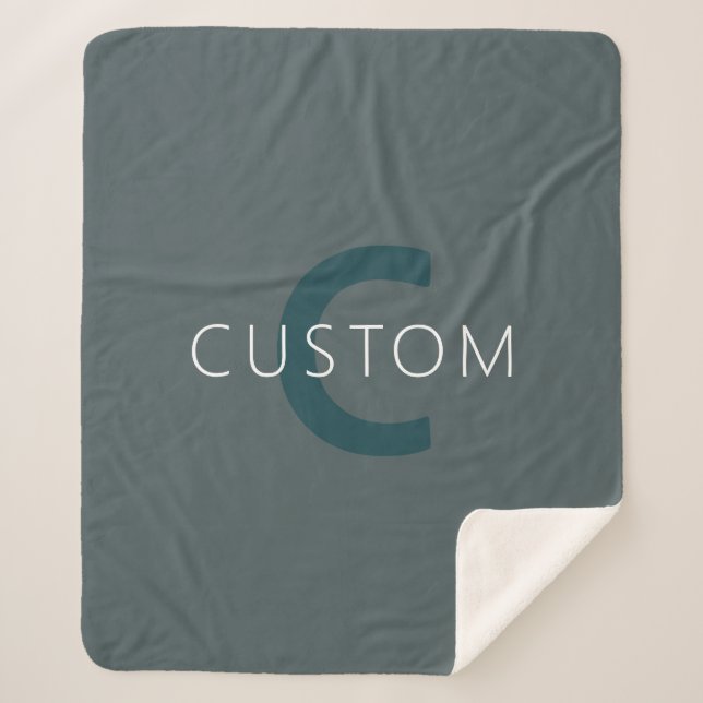 Stylish Customisable Monogram Template Sherpa Blanket (Front)