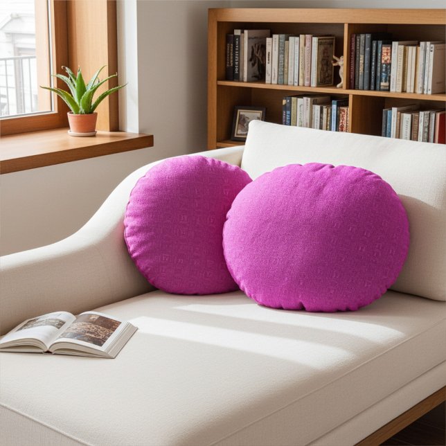 Stylish Cute and Elegant Abstract Hot Pink Pattern Round Cushion (Creator Uploaded)