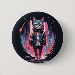 Stylish Cute Cat Design 6 Cm Round Badge