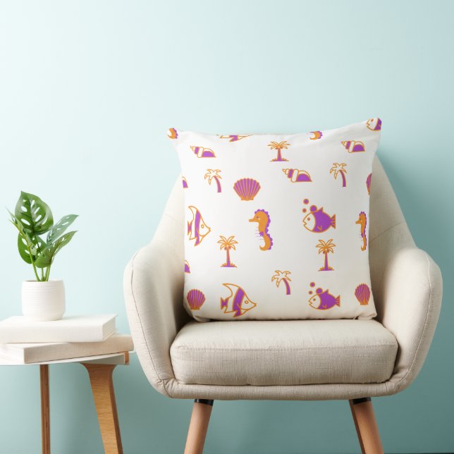 Stylish Cute Colourful Sea Life Underwater Pattern Cushion (Chair)
