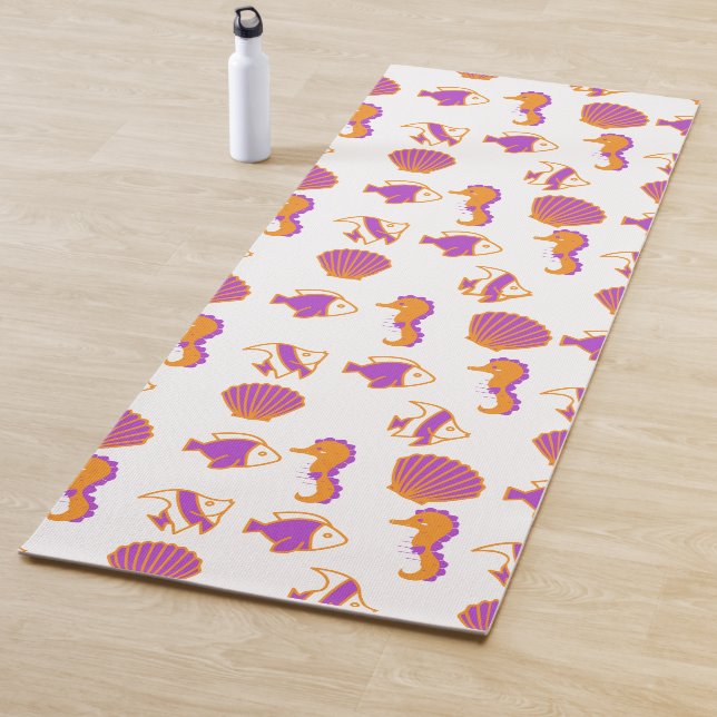 Stylish Cute Colourful Sea Life Underwater Pattern Yoga Mat (In Situ)