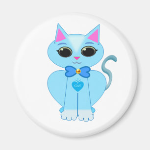 Stylish cute light blue kitty cat magnet