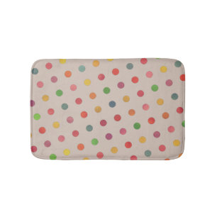 Stylish Cute Modern Taupe Multicolored Polka Dots Bath Mat