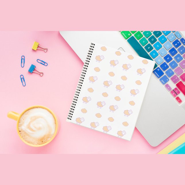 Stylish Cute Pink Sheep With Clouds Pattern Notebook (Creator Uploaded)