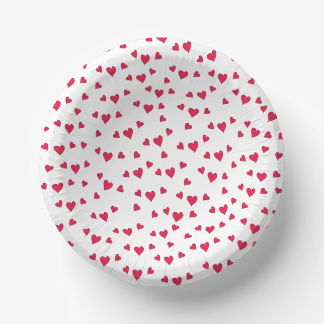 Stylish Cute Simple Minimalist Red Hearts Paper Plate (Front)