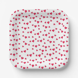 Stylish Cute Whimsical Hearts Trendy Party Fun Paper Plate