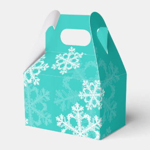 Stylish Cyan Snowflakes Modern Christmas pattern Favour Box