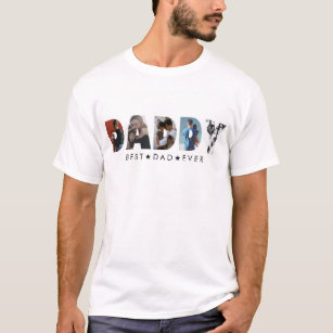 Stylish DADDY 5 Photo Collage Happy Father's Day T-Shirt