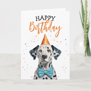 Stylish Dalmatian Dog with Bow Tie Birthday Card