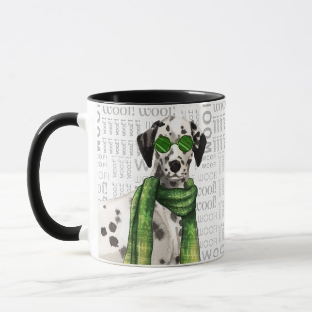 Stylish Dalmatian Dog with Woof Wording Mug (Left)