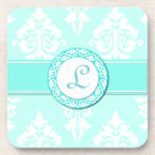 Stylish Damask and Monogram Coaster