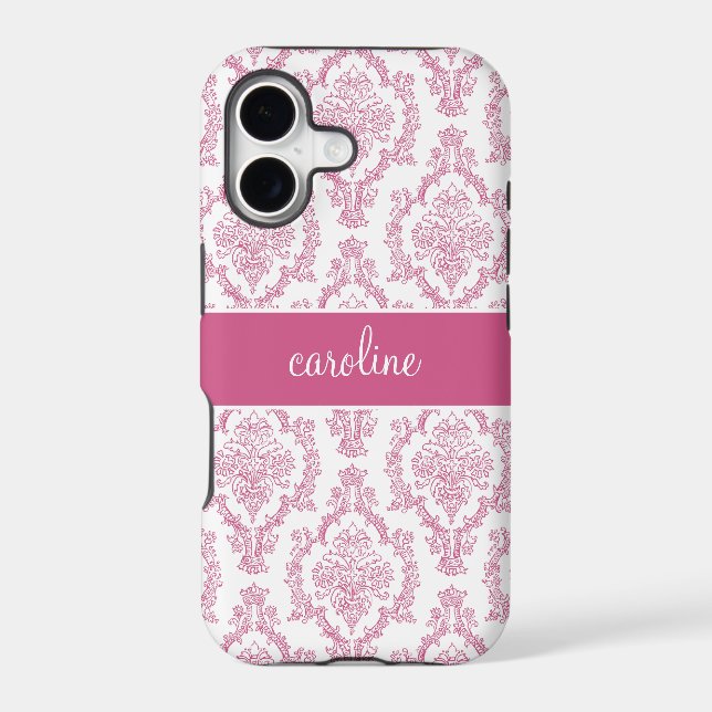 Stylish Damask iPhone Cases (Pink) (Back)