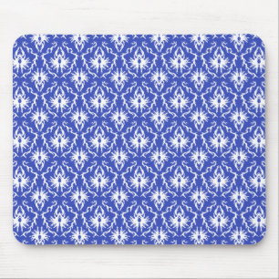 Stylish damask pattern. Blue and white. Mouse Pad