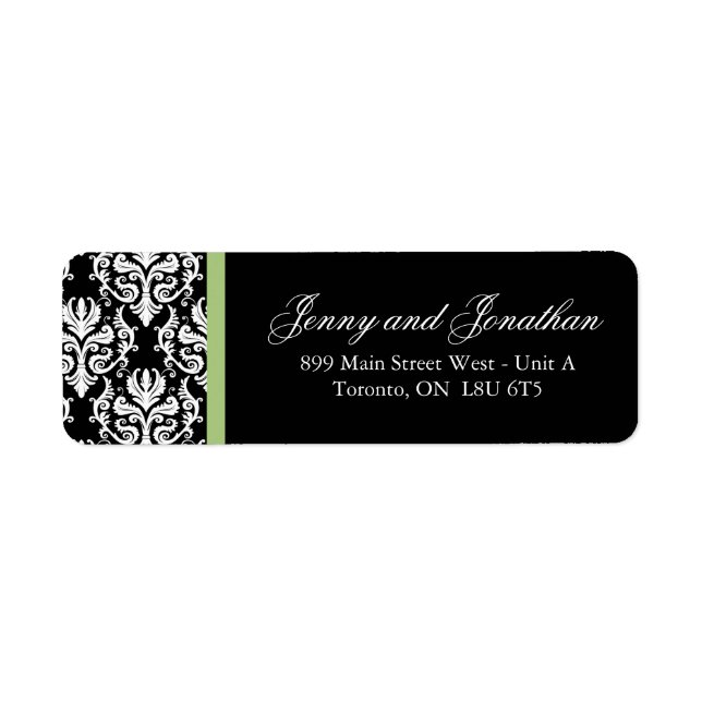 Stylish Damask RSVP Address Labels (Front)